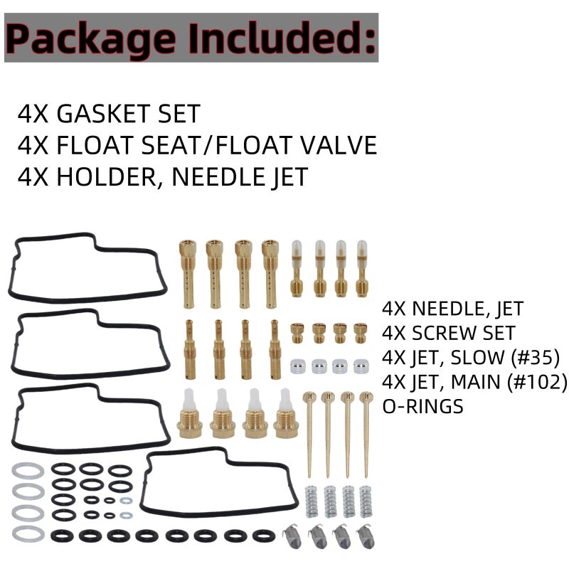 JIK 4 X Carburetor Repair Rebuild Kit for GL1200 Goldwing 1200 Carb 1984-1987 Aspencade Interstate - Image 2